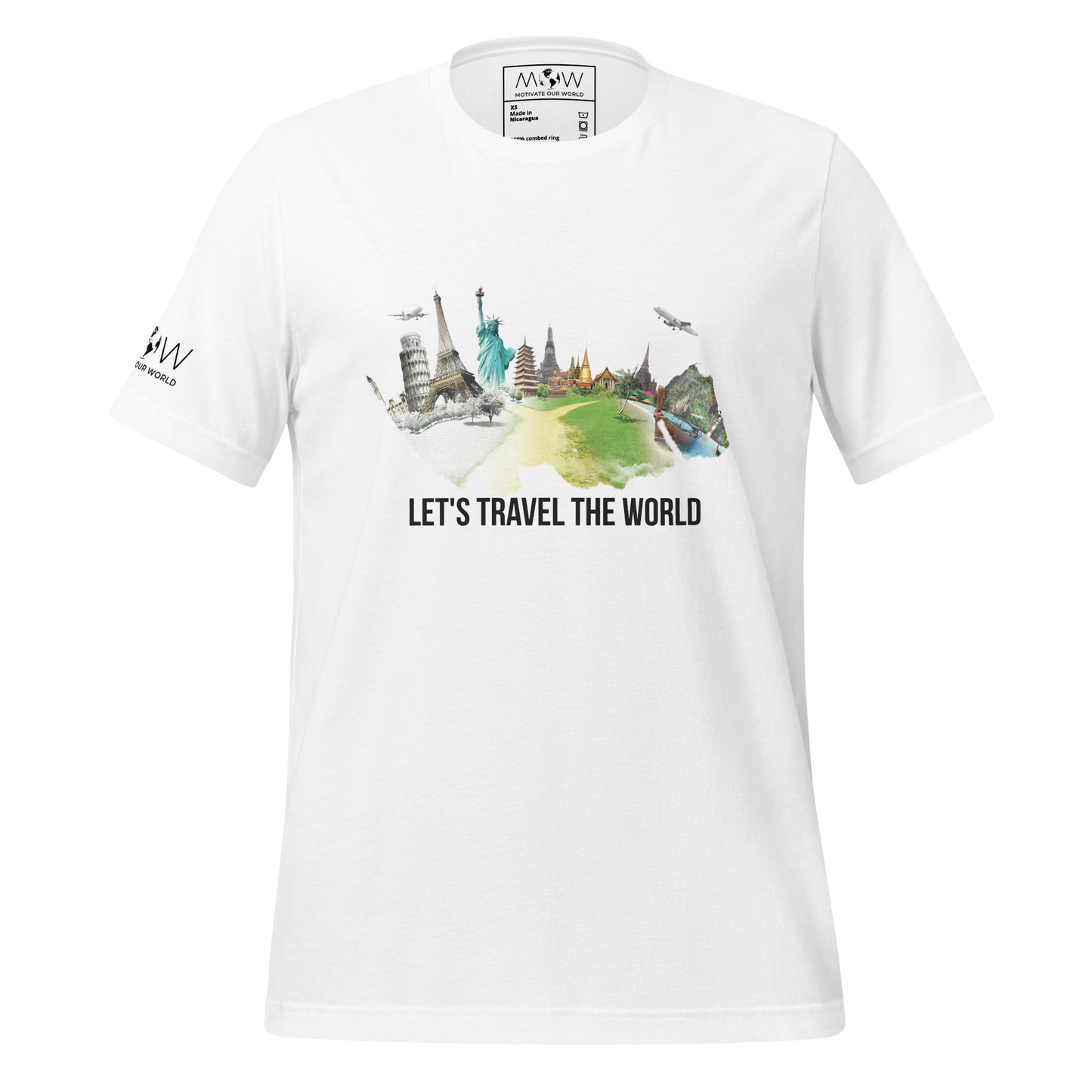 "Let's Travel the World" Men's Motivational White T-Shirt