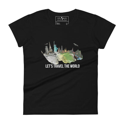Let’s Travel the World Women’s Motivational Black T-Shirt