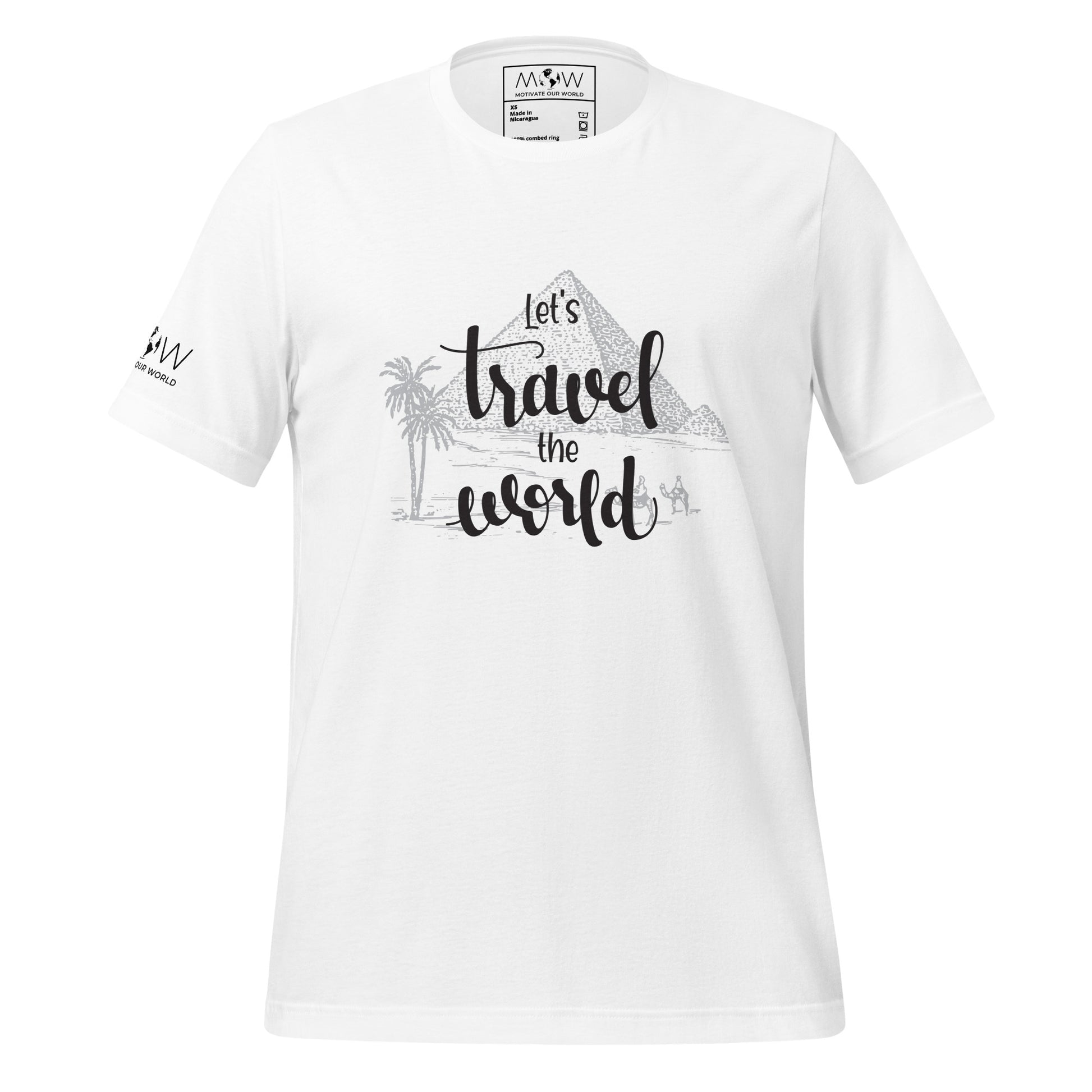 "Let's Travel the World" Men's Motivational White T-Shirt