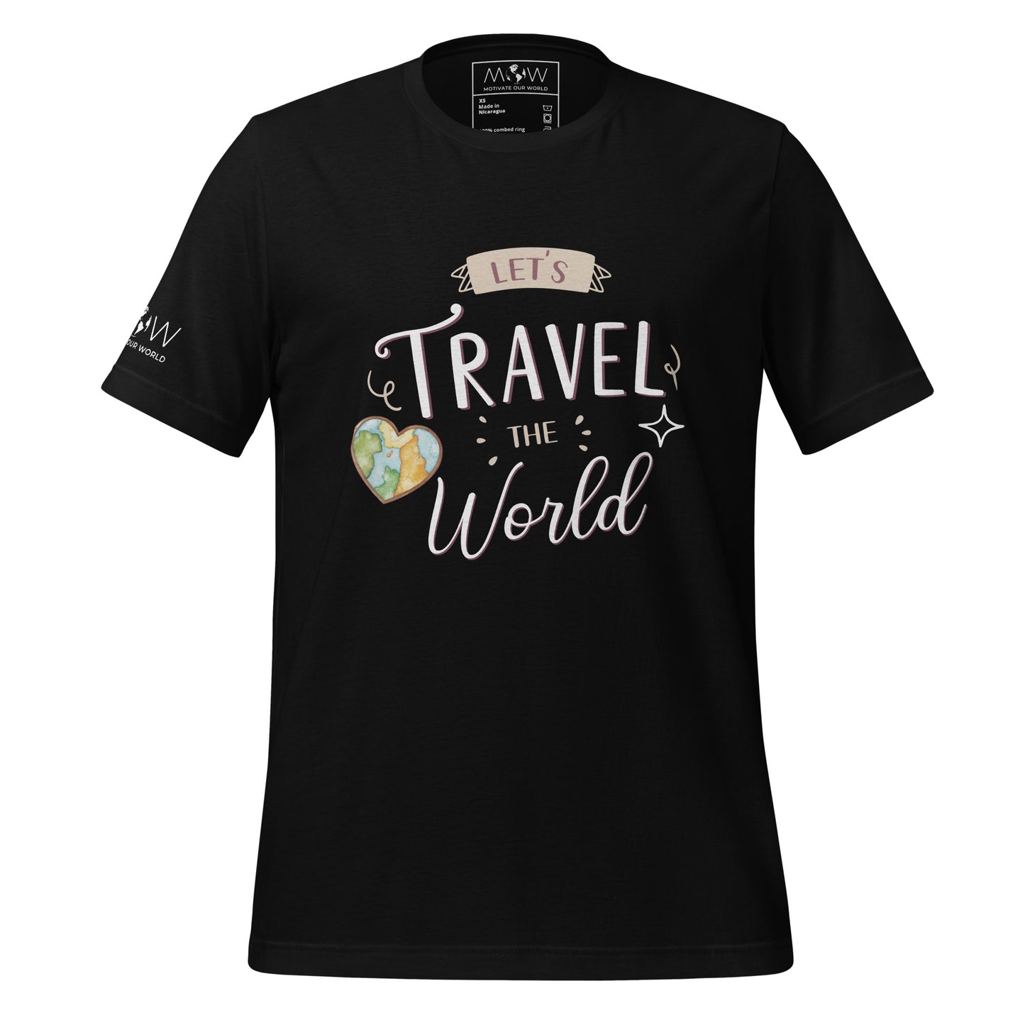 "Let's Travel the World" Men's Motivational BlackT-Shirt