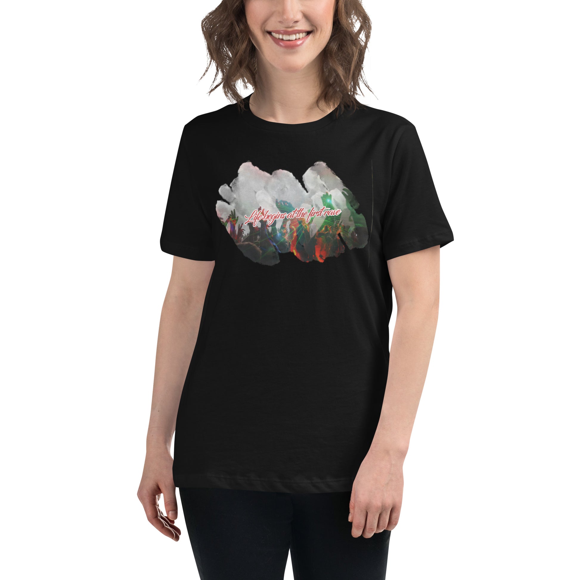 Life Begins at Black Motivational Women’s T-Shirt Lifestyle