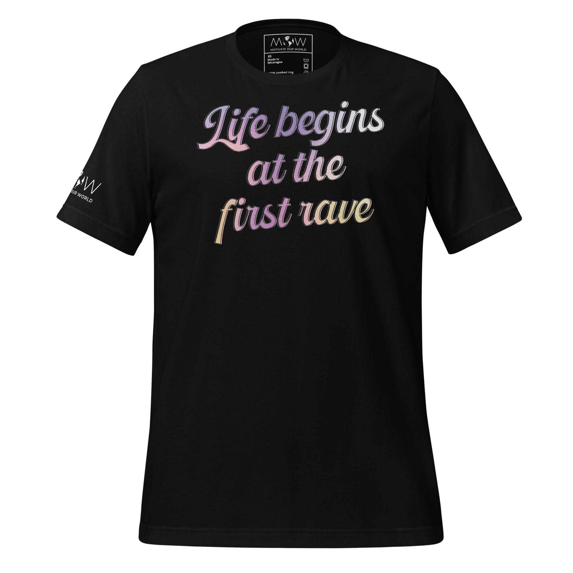 Life Begins at the First Rave Black Motivational Men's T-Shirt