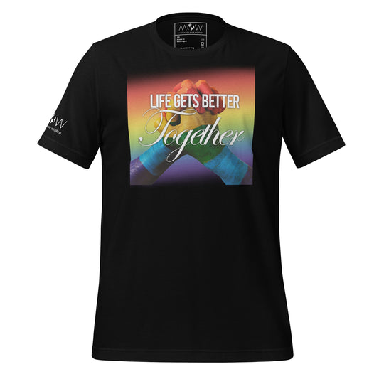 Life Gets Better Together - Rainbow Unity Pride Black Motivational  Men's T-Shirt