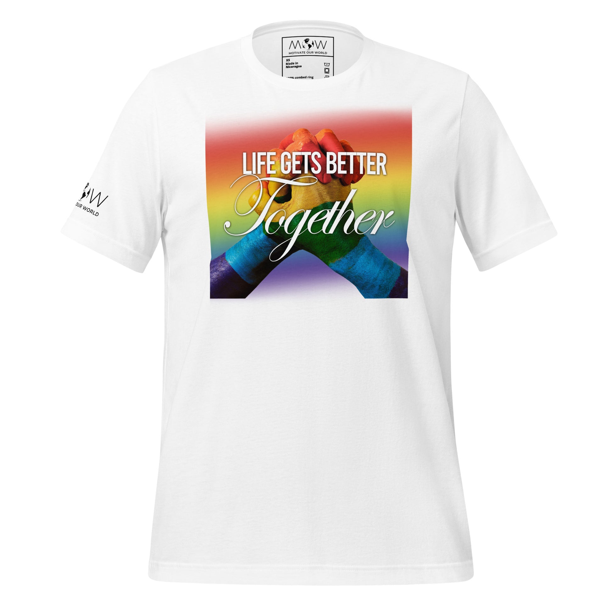 Life Gets Better Together - Rainbow Unity Pride White Motivational  Men's T-Shirt