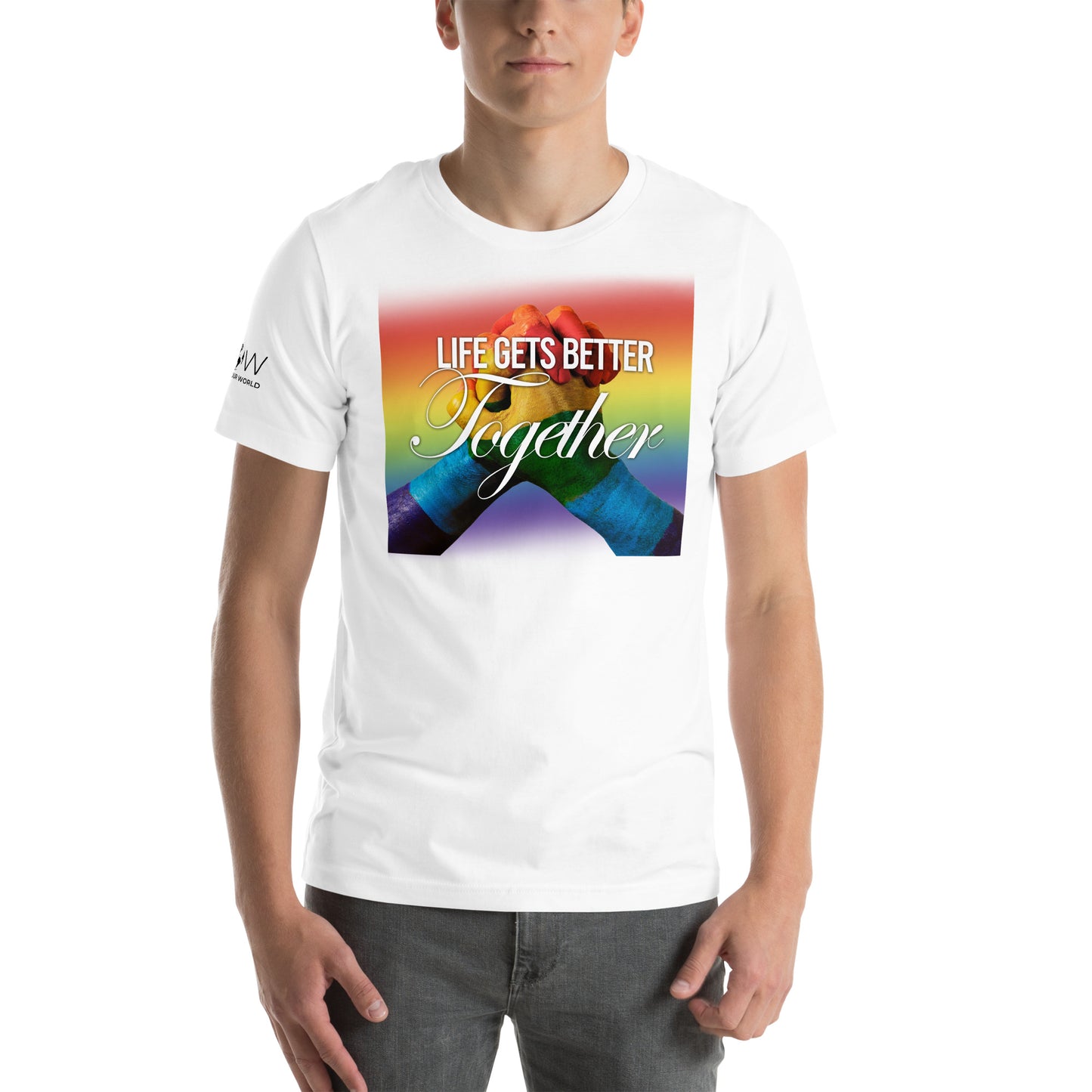 Life Gets Better Together - Rainbow Unity Pride White Motivational  Men's T-Shirt