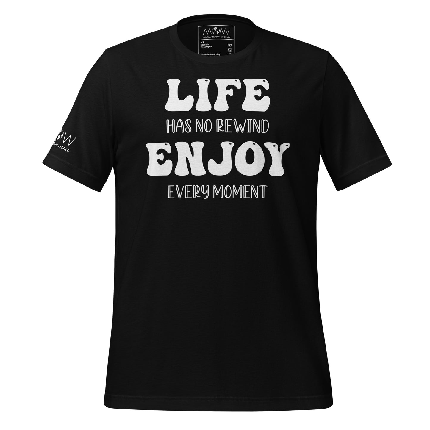 Life Has No Rewind, Enjoy Black Motivational Men's T-Shirt