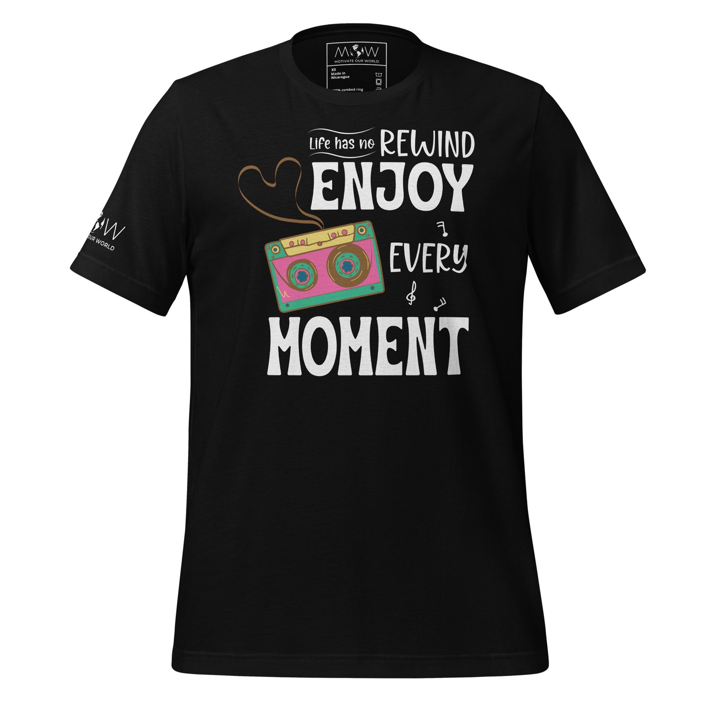 Life Has No Rewind, Enjoy Every Black Motivational Men's T-Shirt