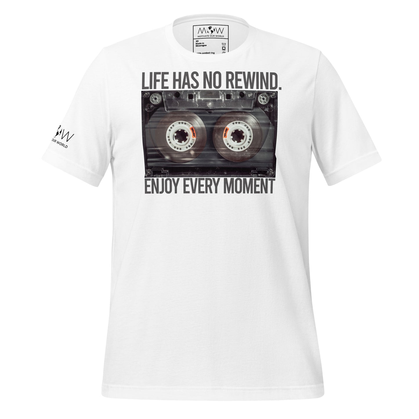 Life Has No Rewind, Enjoy Every Moment - Retro Cassette White Motivational Men's T-Shirt