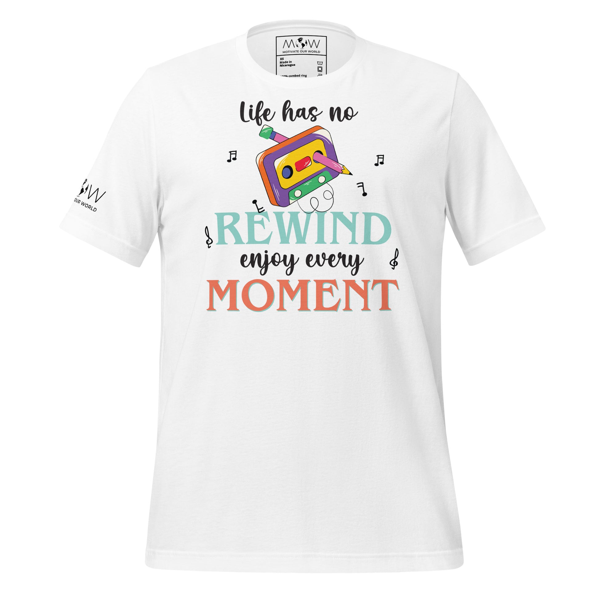 Life Has No Rewind, Enjoy Every Moment White Motivational Men's T-Shirt