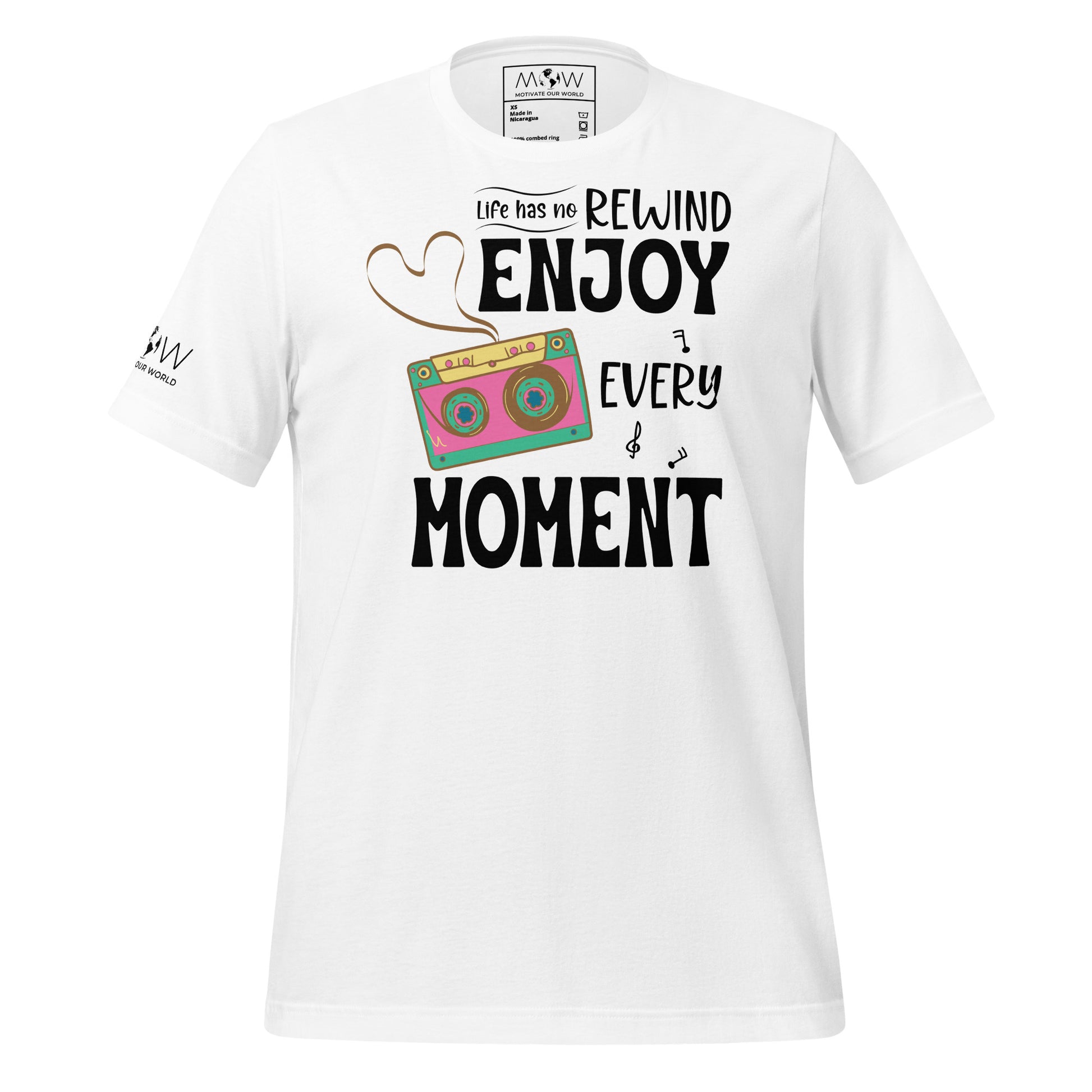 Life Has No Rewind, Enjoy Every White Motivational Men's T-Shirt