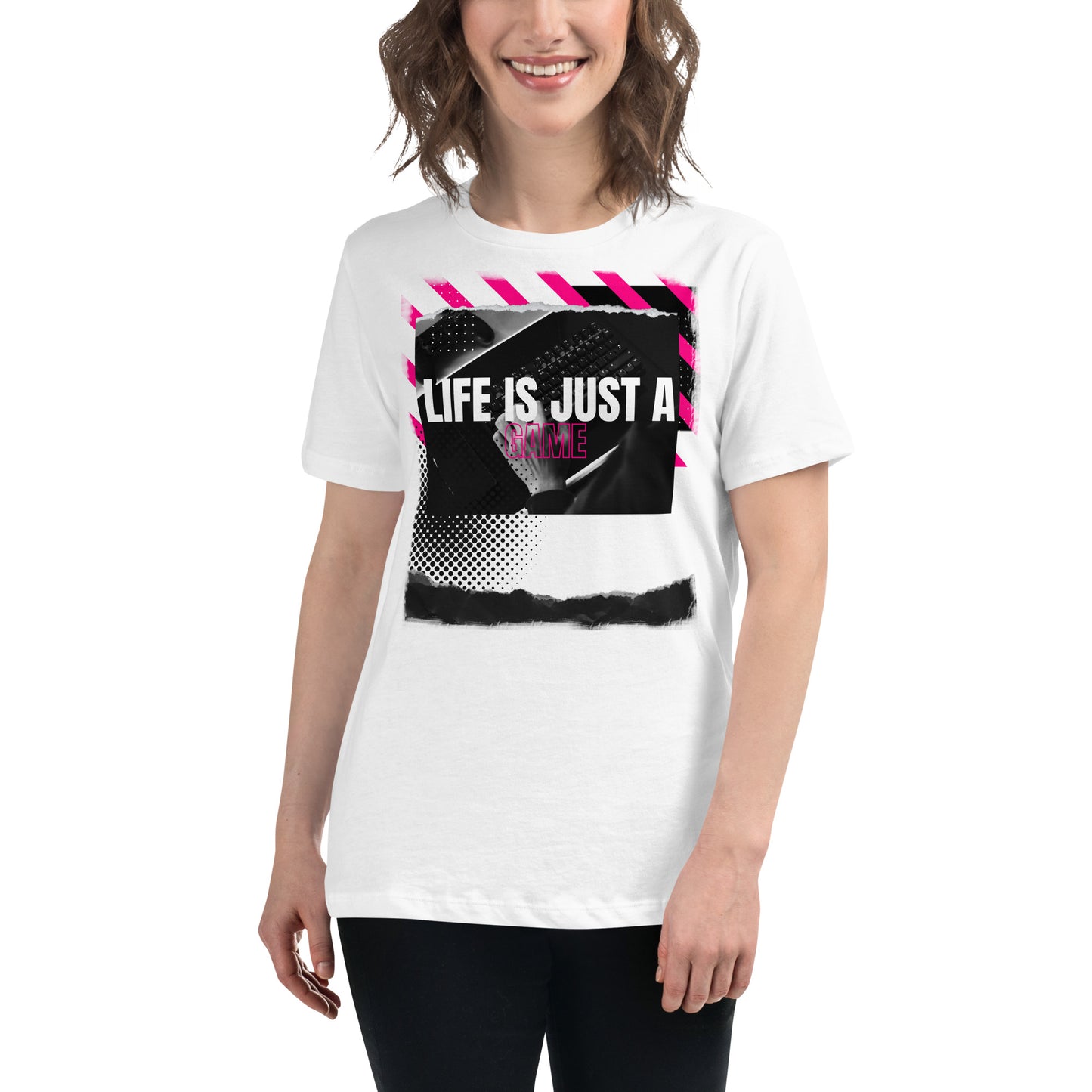 Life Is Just a Game - Gamer White Motivational Women’s T-Shirt Lifestyle