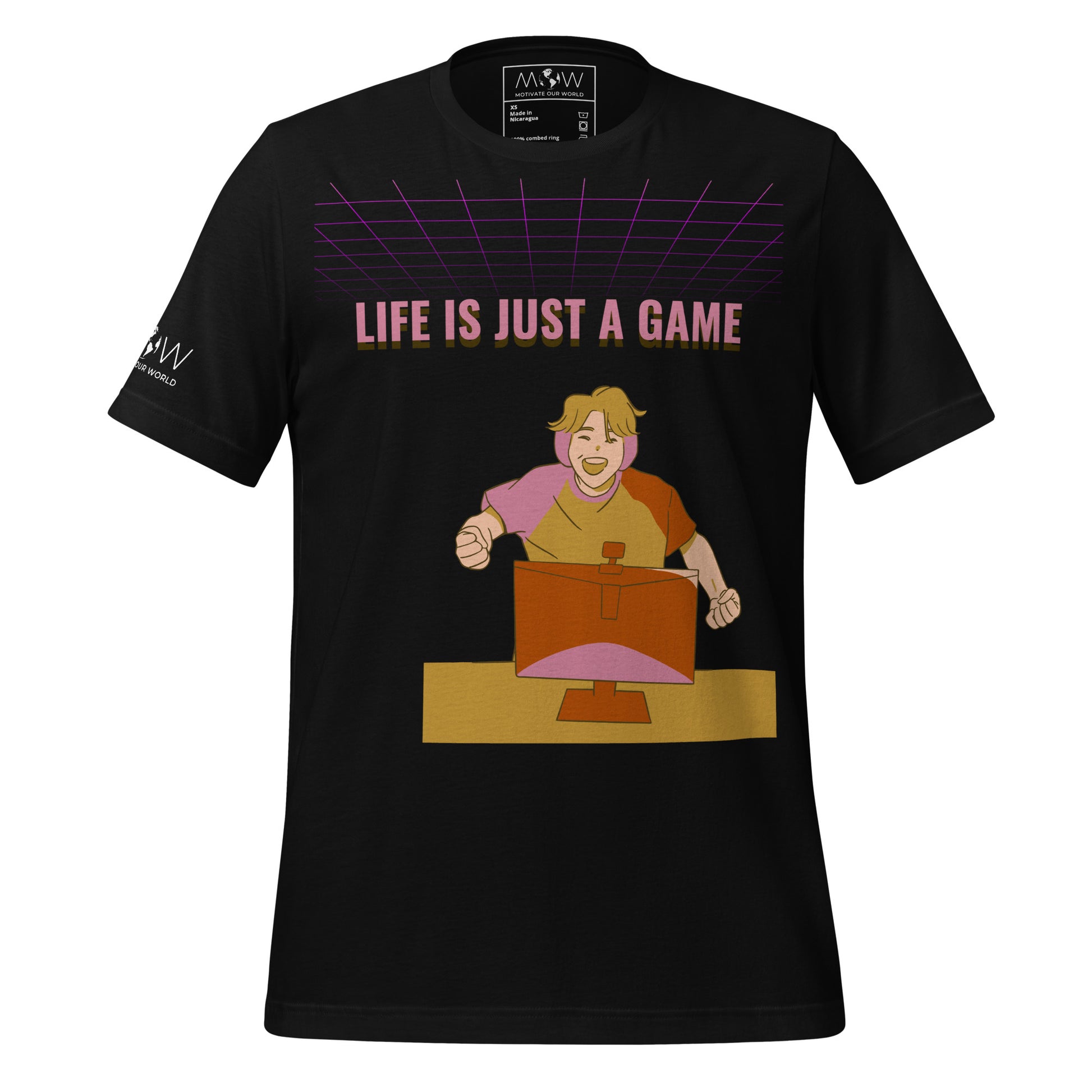 Life Is Just a Game - Happy Black Motivational Men's T-Shirt