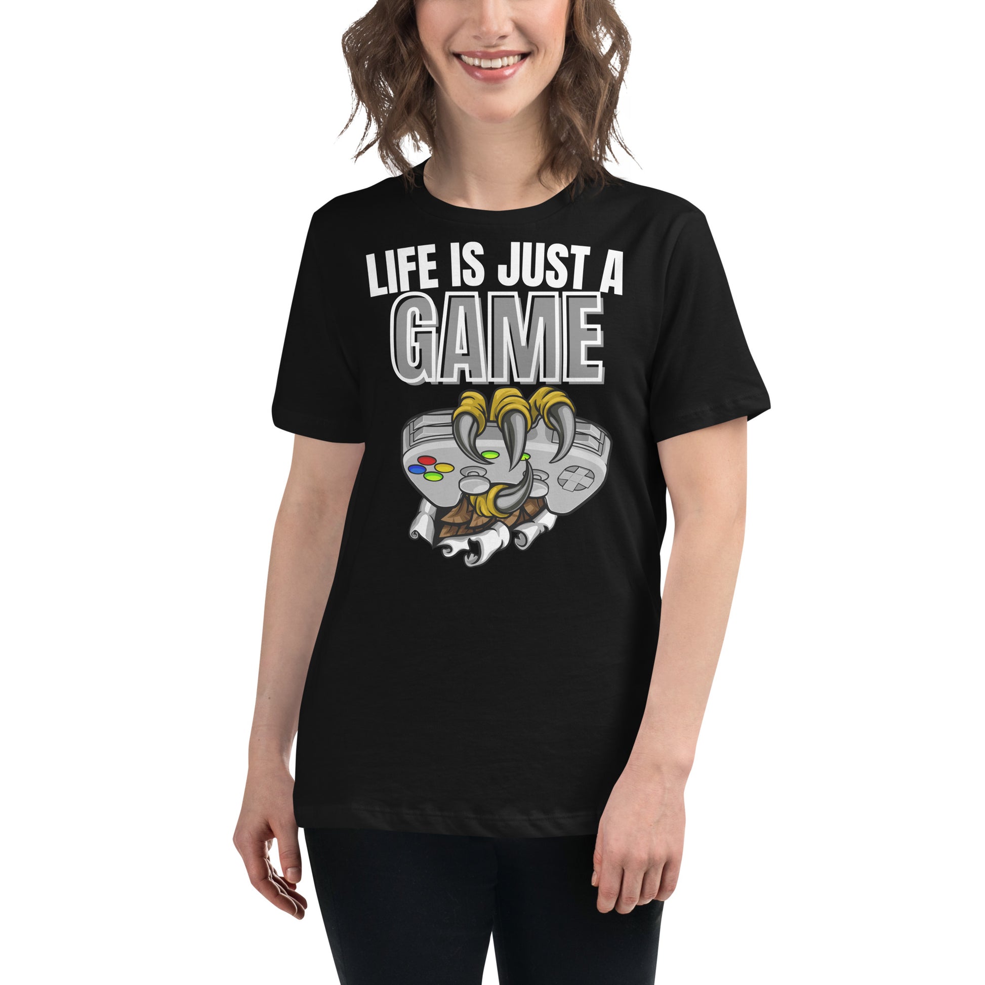 "Life Is Just a Game" Black Motivational Women’s T-Shirt Lifestyle