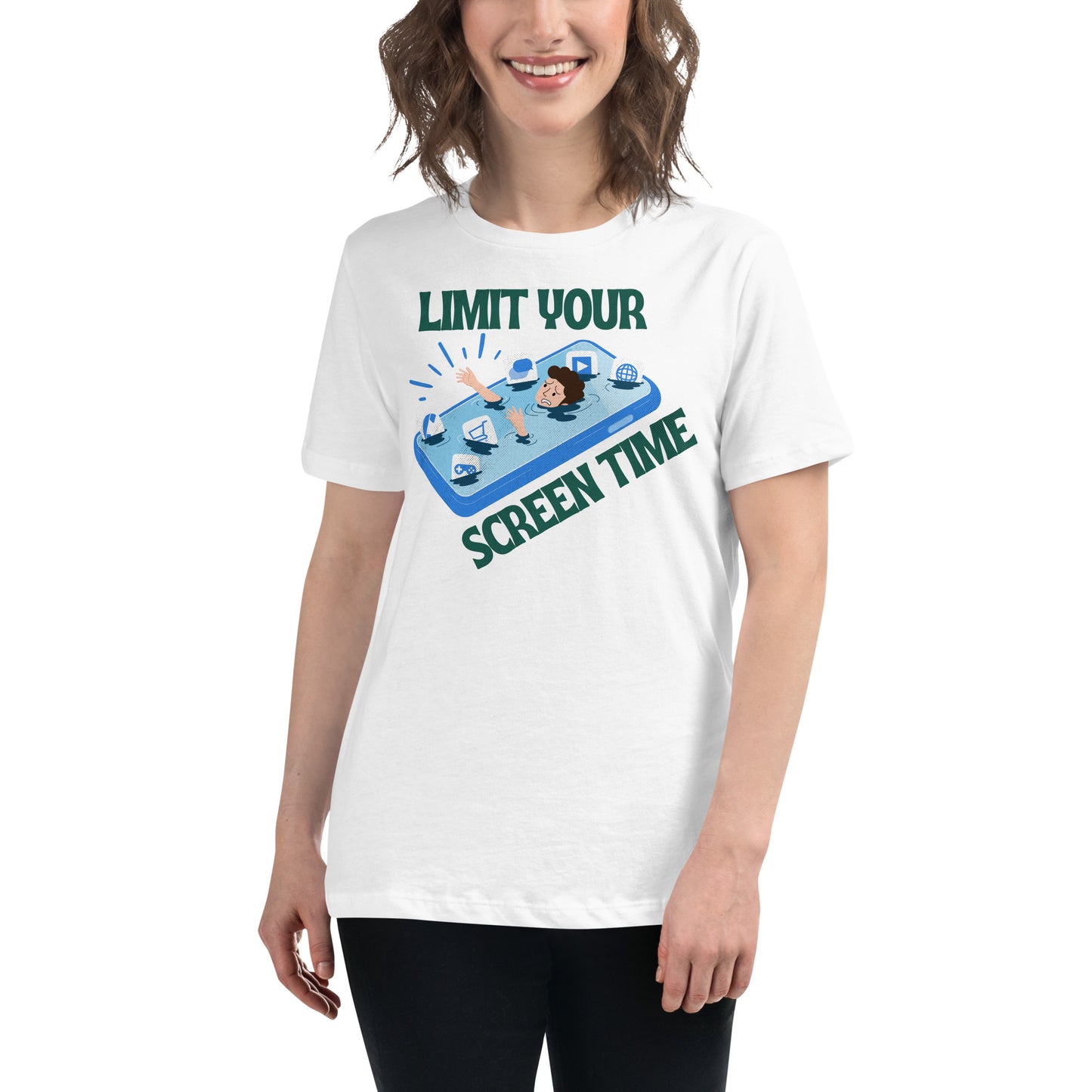 Limit Your Screen White Motivational Women’s T-Shirt Lifestyle