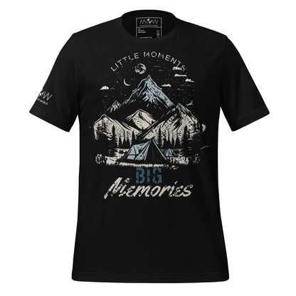 Little Moments, Big Memories – Mountain Camping Edition Black Motivational Men's T-Shirt