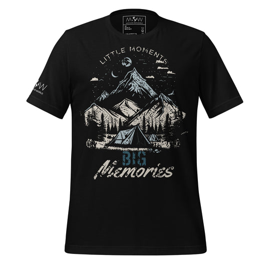 Little Moments, Big Memories – Mountain Camping Edition Black Motivational Men's T-Shirt