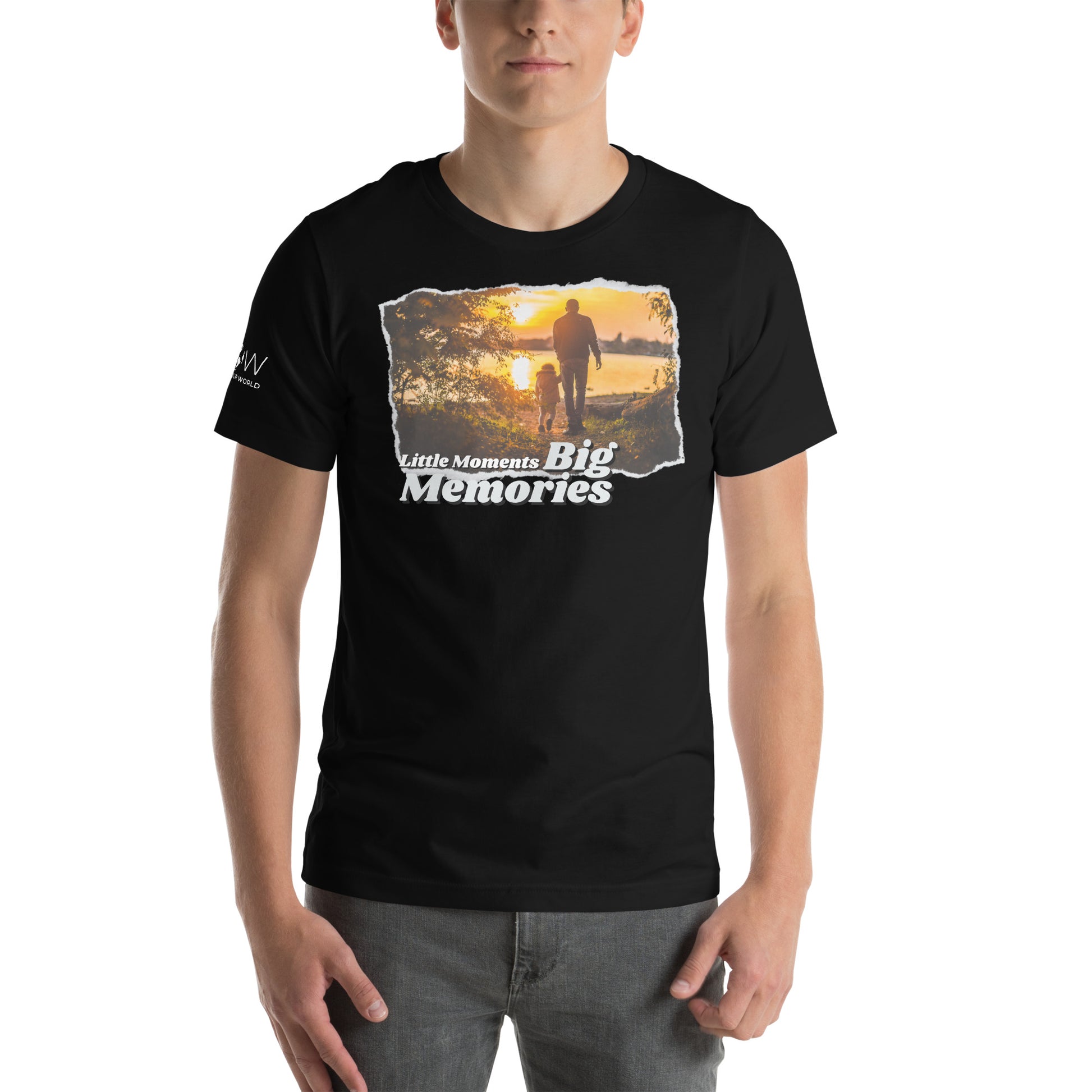 Little Moments, Big Memories  – Sunset Walk Black Motivational Men's T-Shirt Lifestyle