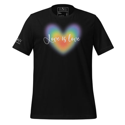 Love Is Love Rainbow Heart – LGBTQ+ Pride Equality Black Motivational Men's T-Shirt