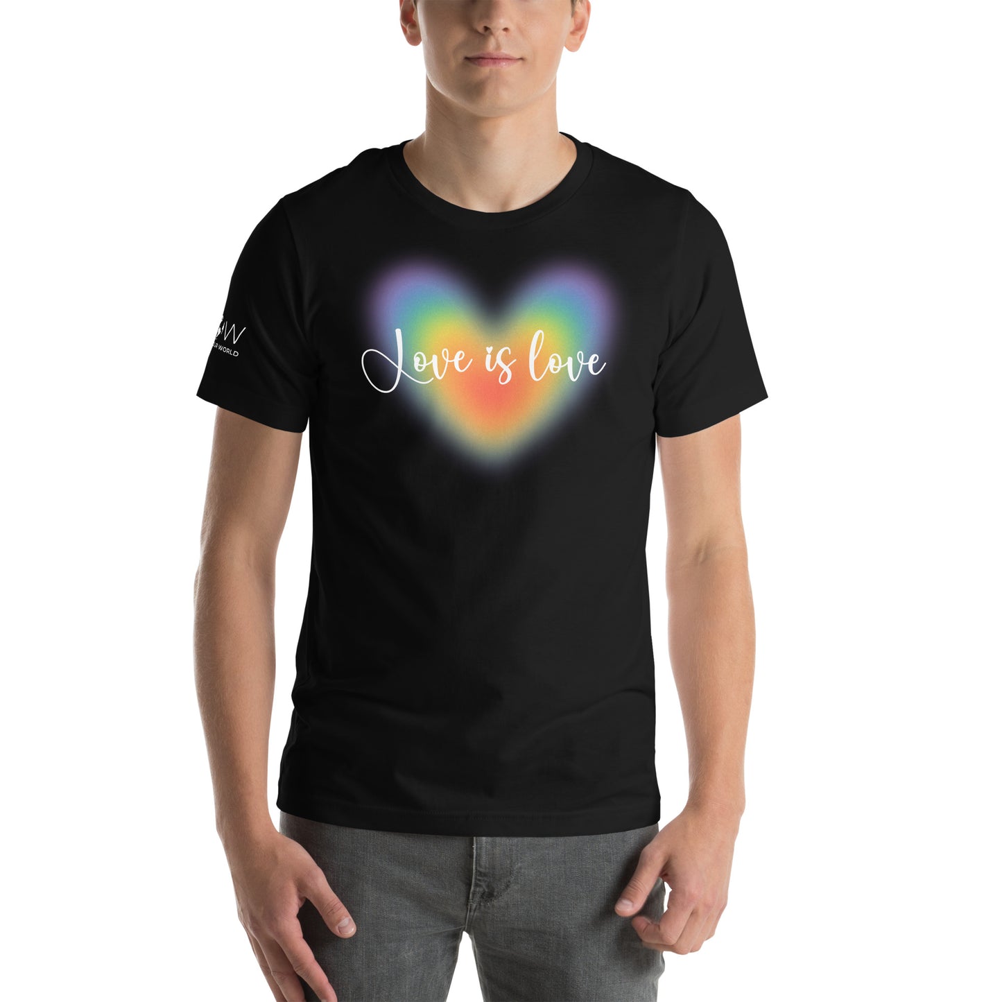 Love Is Love Rainbow Heart – LGBTQ+ Pride Equality Black Motivational Men's T-Shirt