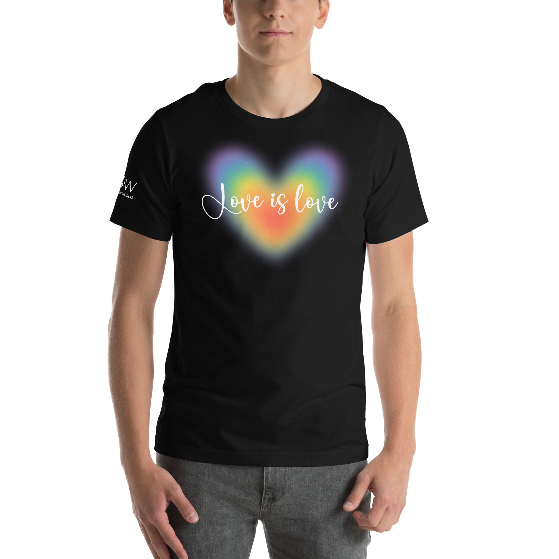 Love Is Love Rainbow Heart – LGBTQ+ Pride Equality Black Motivational Men's T-Shirt