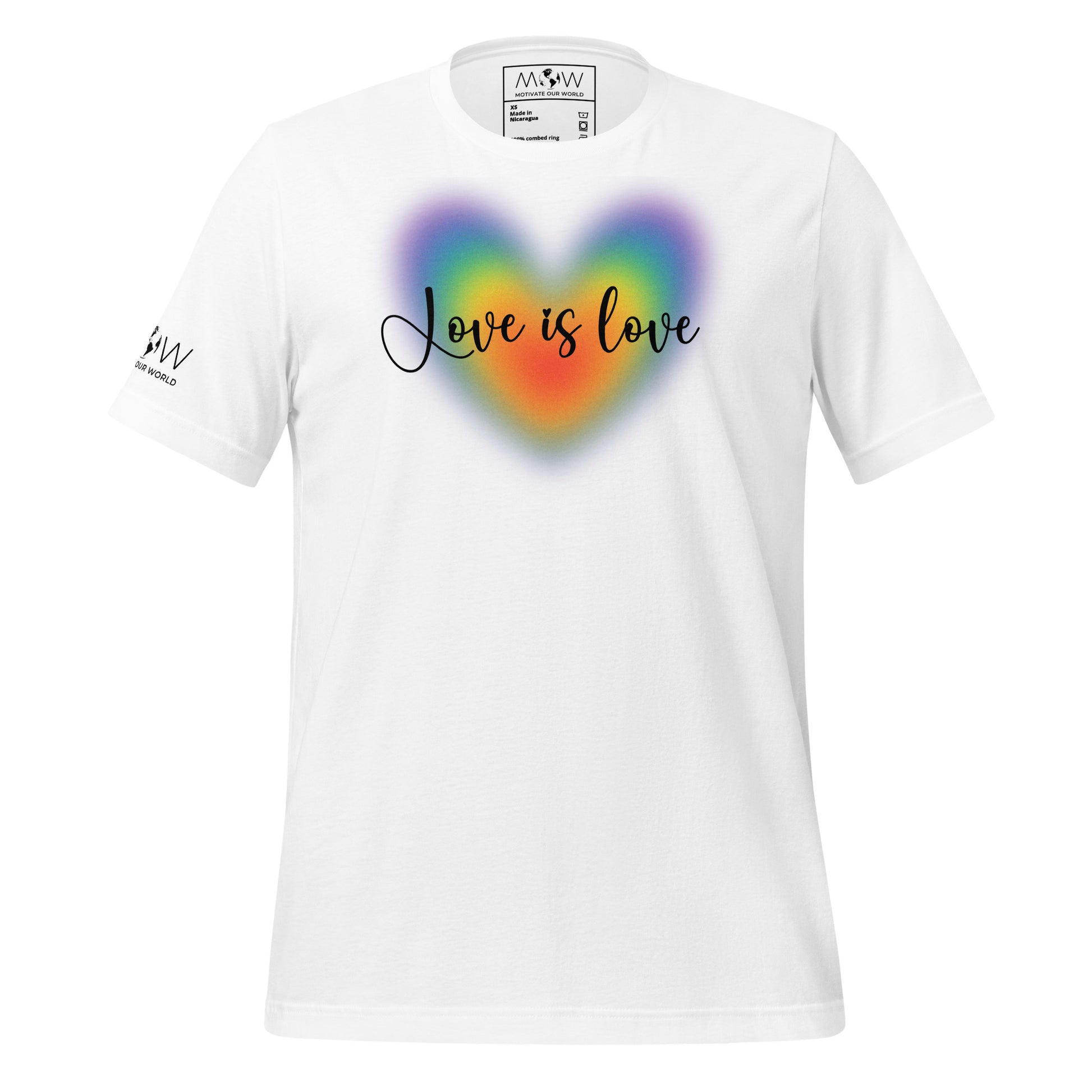 Love Is Love Rainbow Heart – LGBTQ+ Pride Equality White Motivational Men's T-Shirt