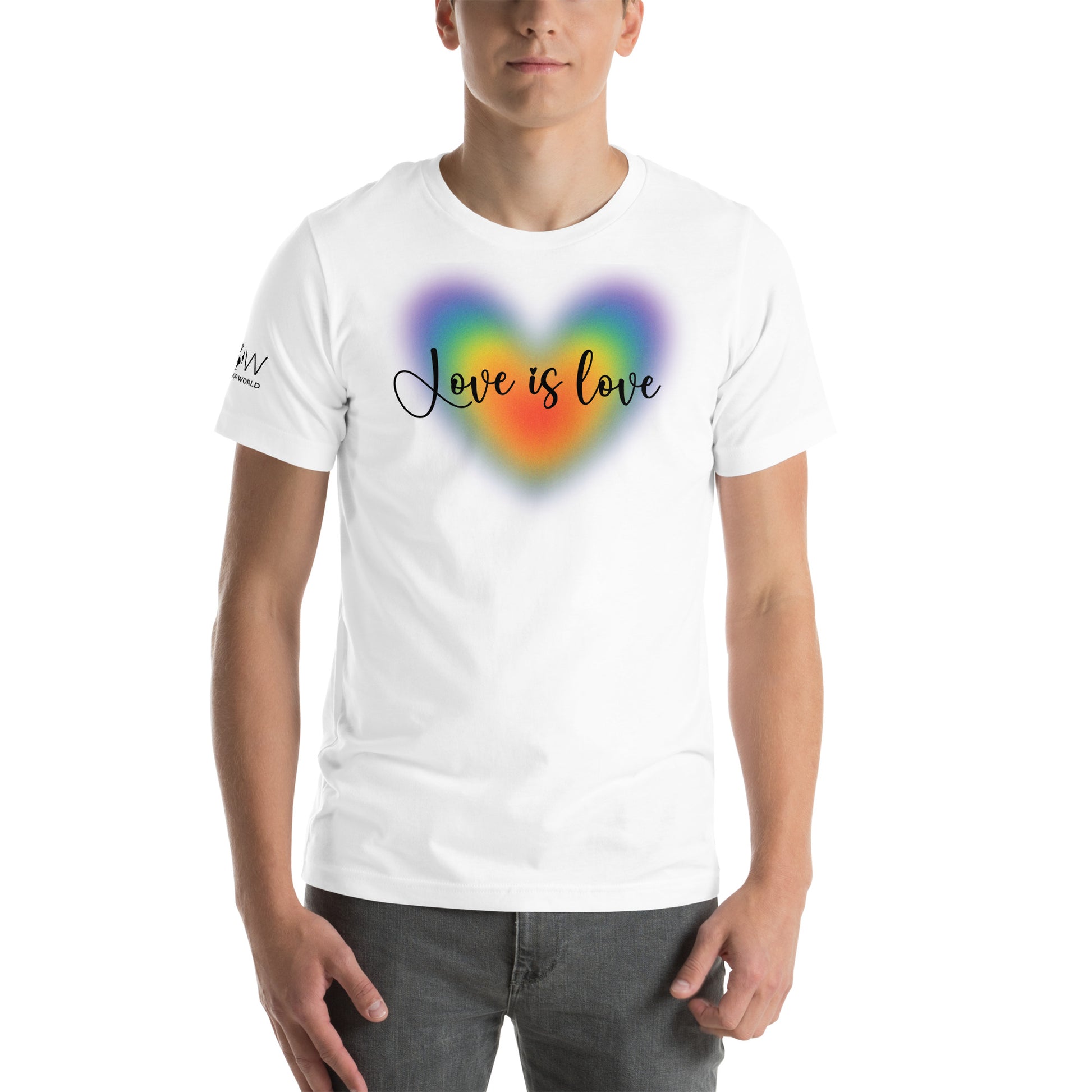 Love Is Love Rainbow Heart – LGBTQ+ Pride Equality White Motivational Men's T-Shirt