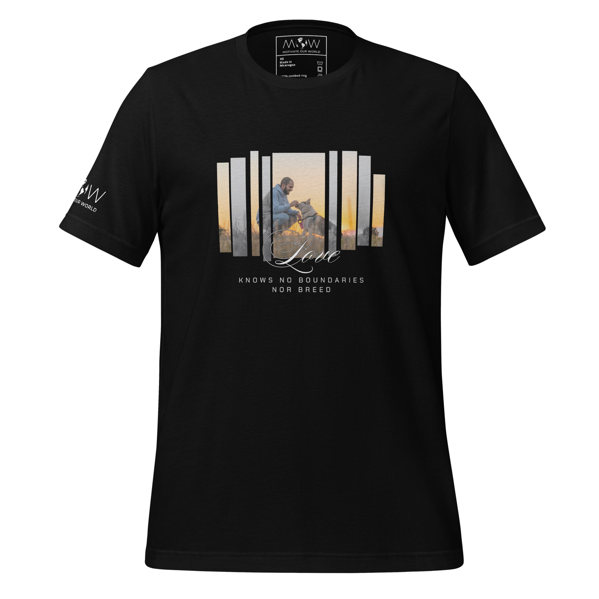 Love Knows No Boundaries Nor Breed Men's Motivational Black T-Shirt