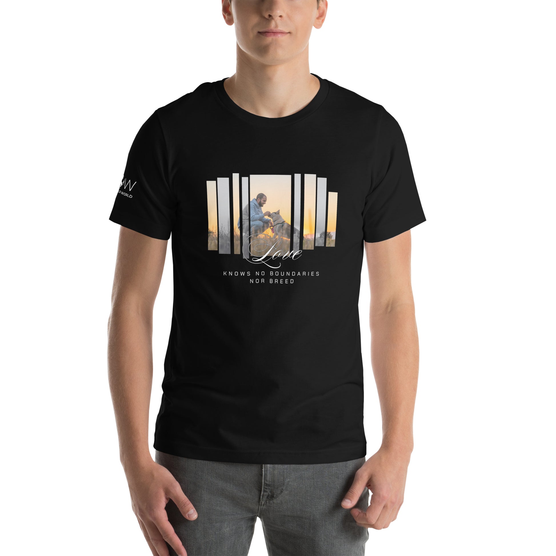 Love Knows No Boundaries Nor Breed Men's Motivational Black T-Shirt