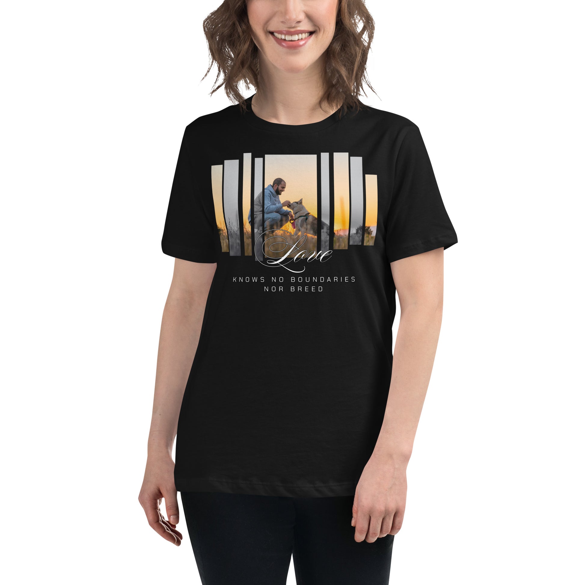 Love Knows No Boundaries Sunset Black Motivational Women’s T-Shirt Lifestyle