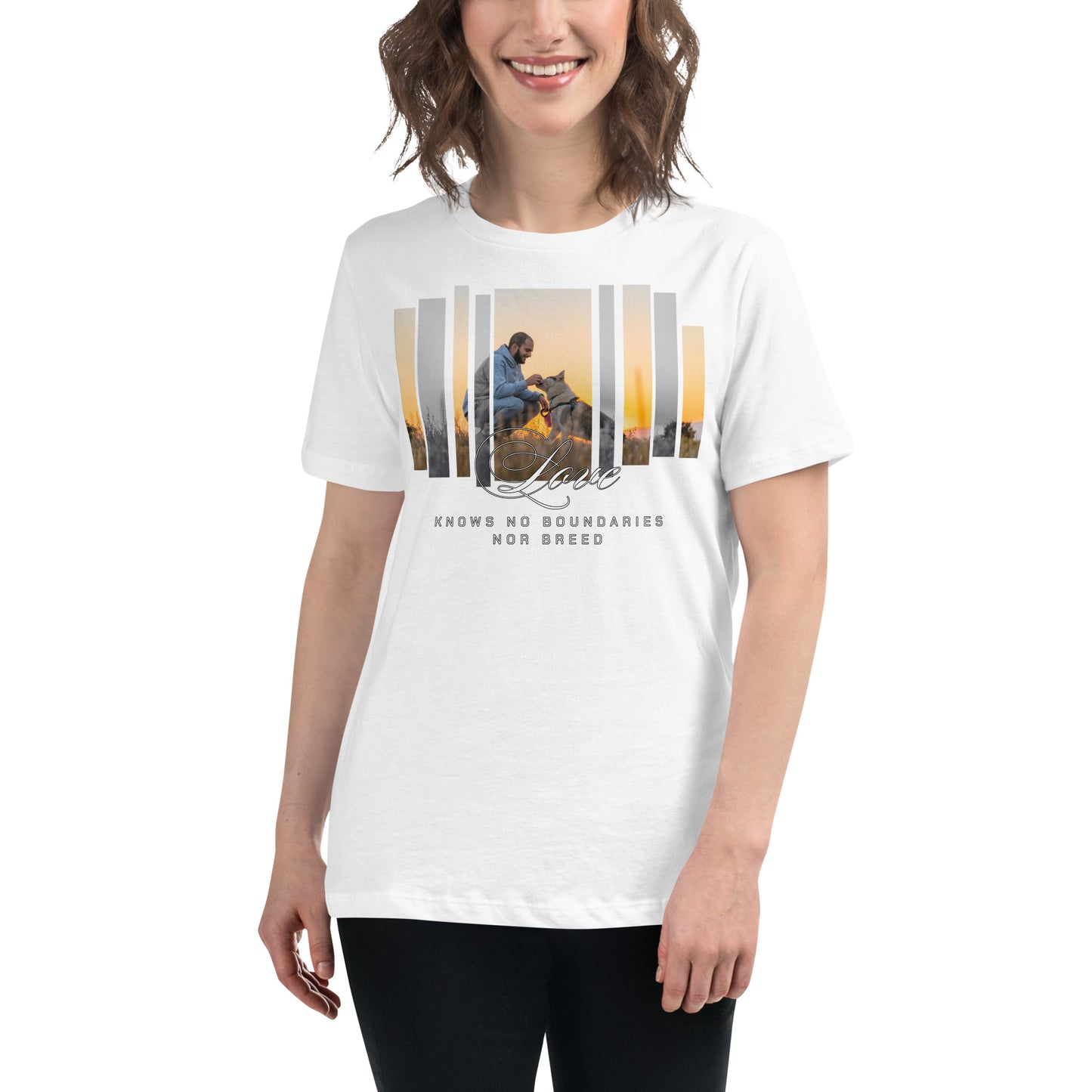 Love Knows No Boundaries Sunset White Motivational Women’s T-Shirt Lifestyle
