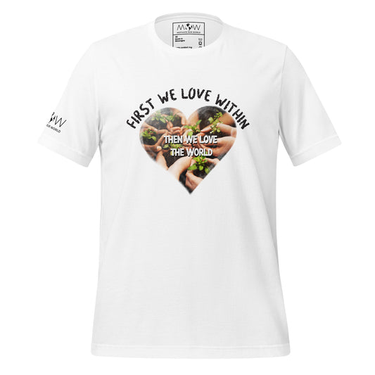 Love Within, Love the World Men's Motivational White T-Shirt