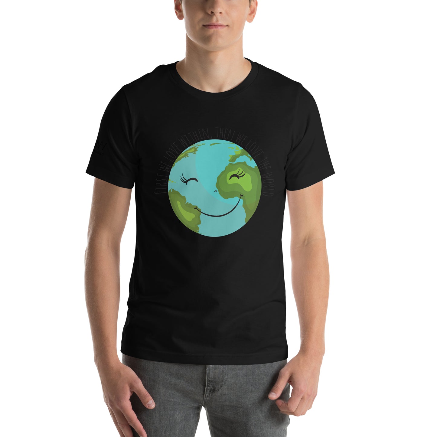 Love Within, Love the World Men's Motivational Black T-Shirt