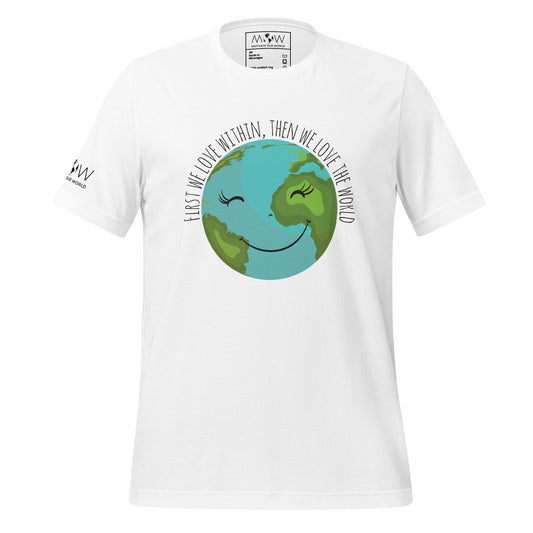 Love Within, Love the World Men's Motivational White T-Shirt