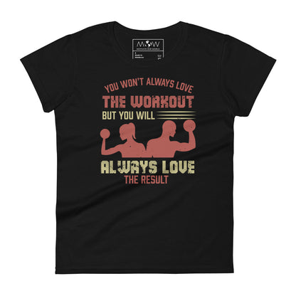Love the Workout, Love the Result Women’s Motivational Black T-Shirt