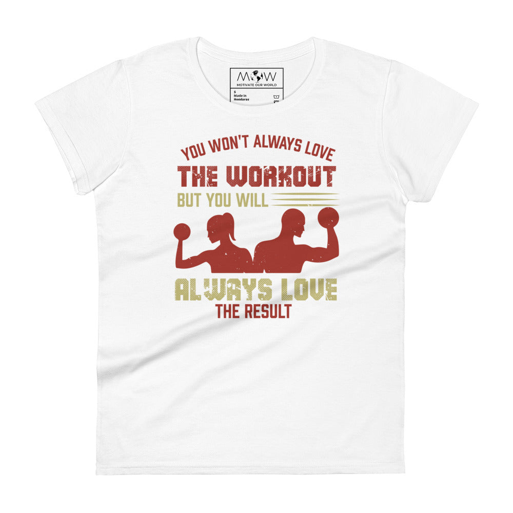 Love the Workout, Love the Result Women’s Motivational White T-Shirt