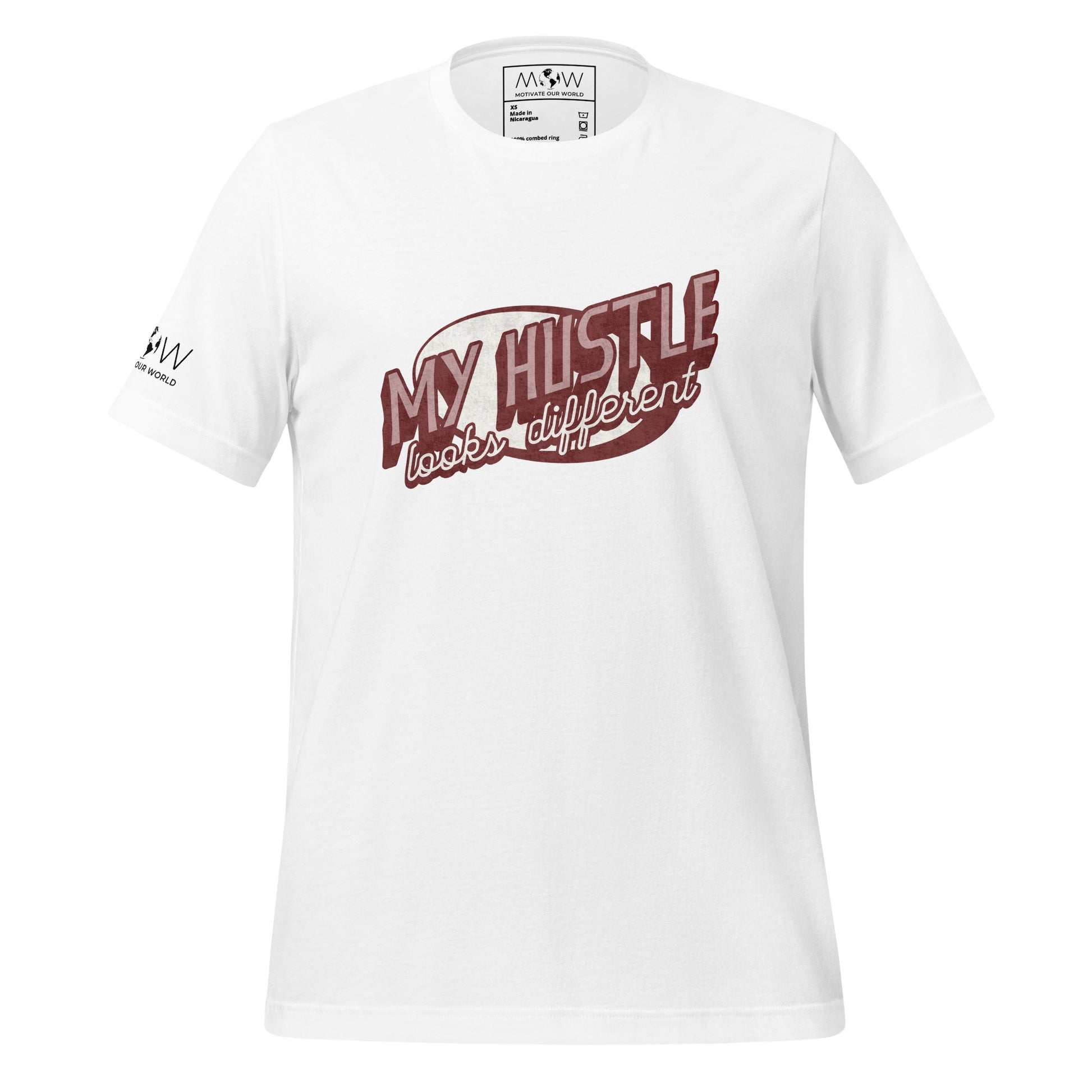 MY HUSTLE LOOKS DIFFERENT Men's Motivational White T-Shirt