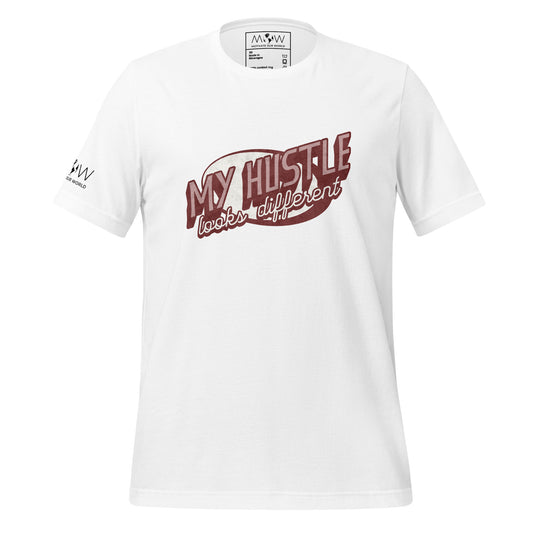 MY HUSTLE LOOKS DIFFERENT Men's Motivational White T-Shirt