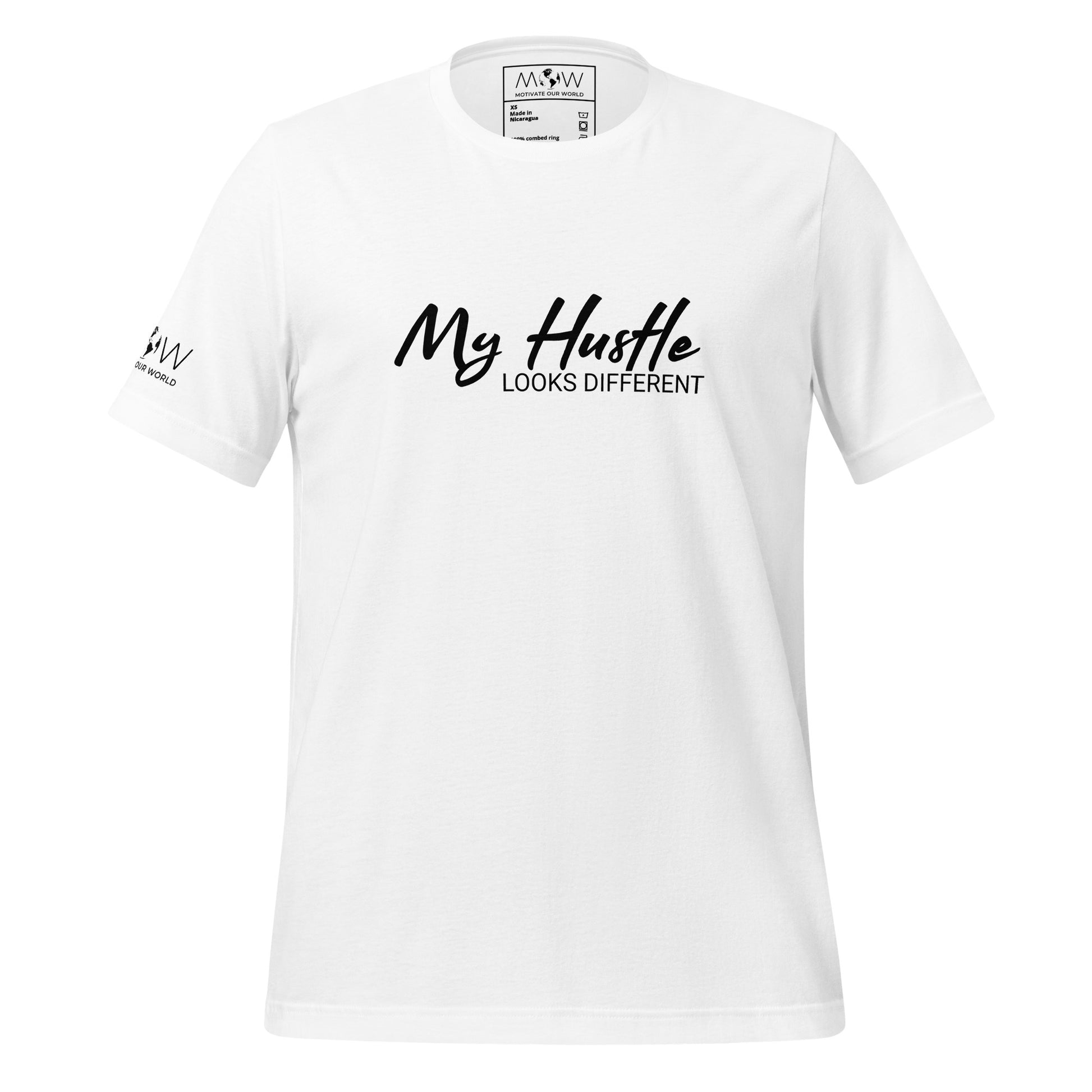 MY HUSTLE LOOKS DIFFERENT Men's Motivational White T-Shirt