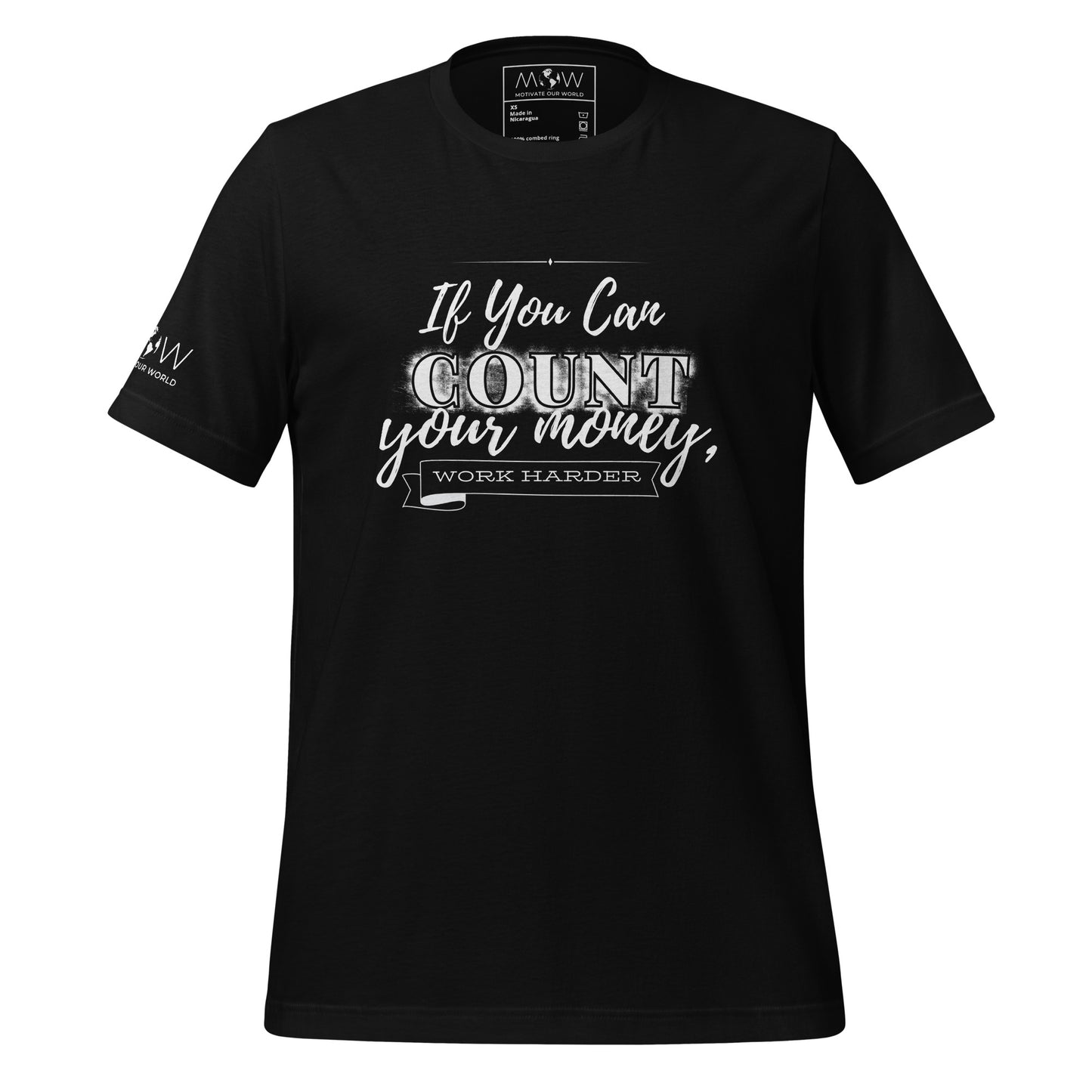 Make It Count Work Harder II Men's Motivational Black T-Shirt