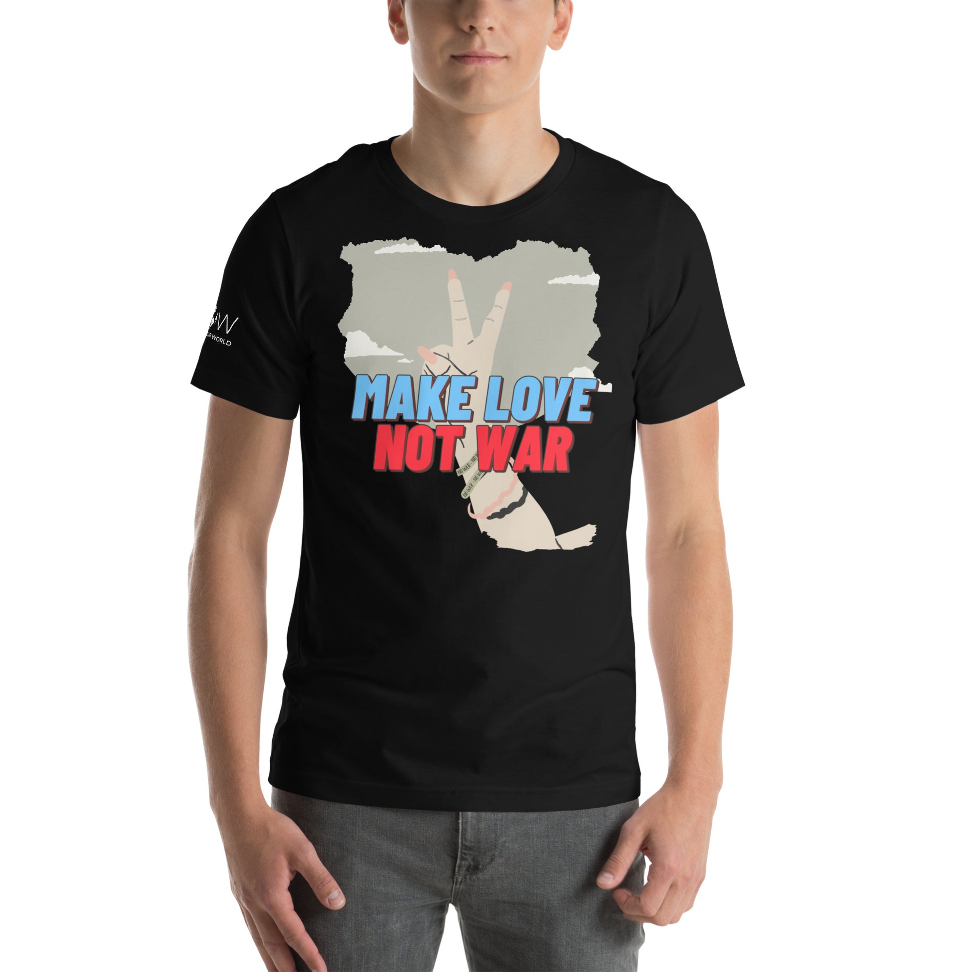 Make Love Not War II Men's Motivational Black T-Shirt