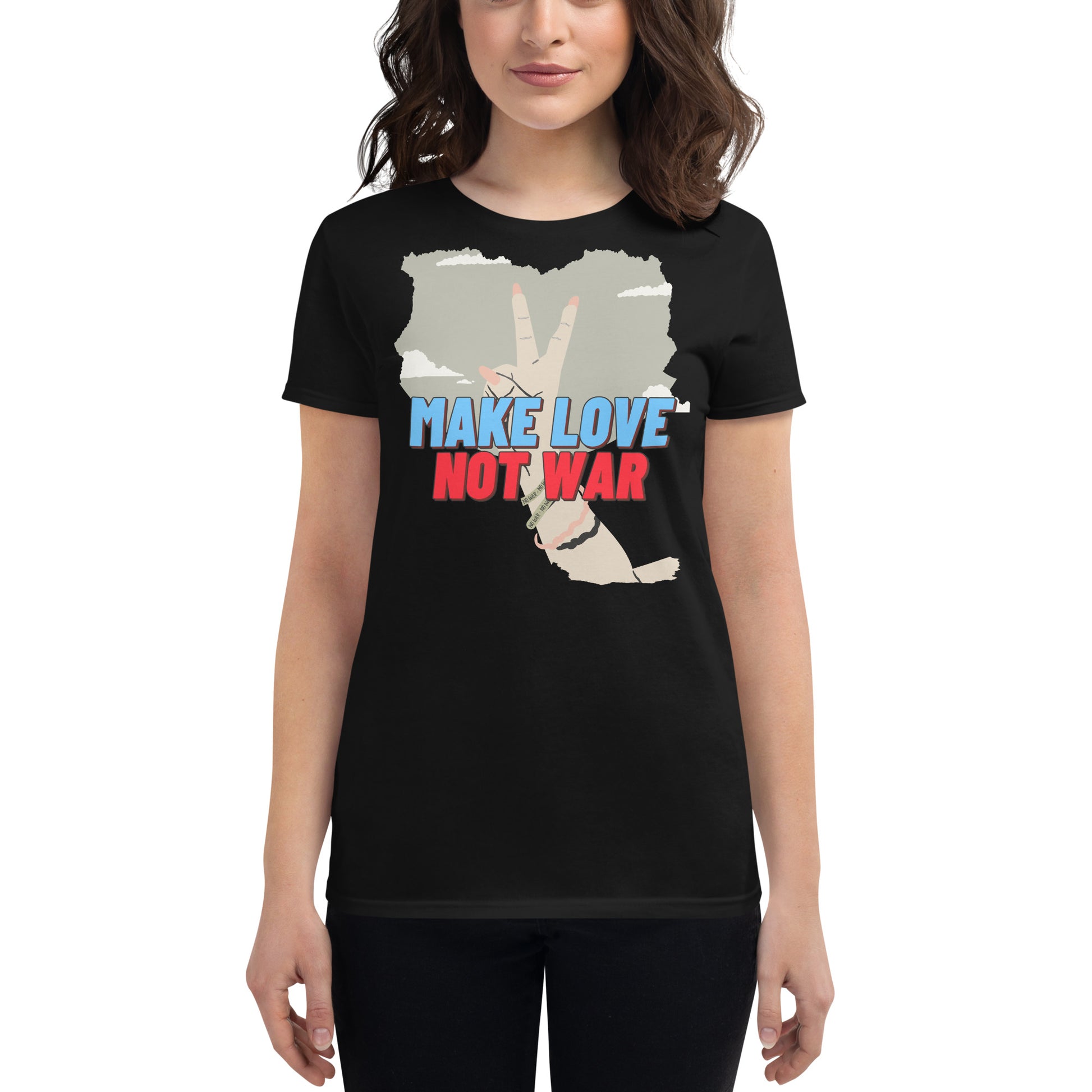 Make Love Not War II Women's Motivational Black T-Shirt