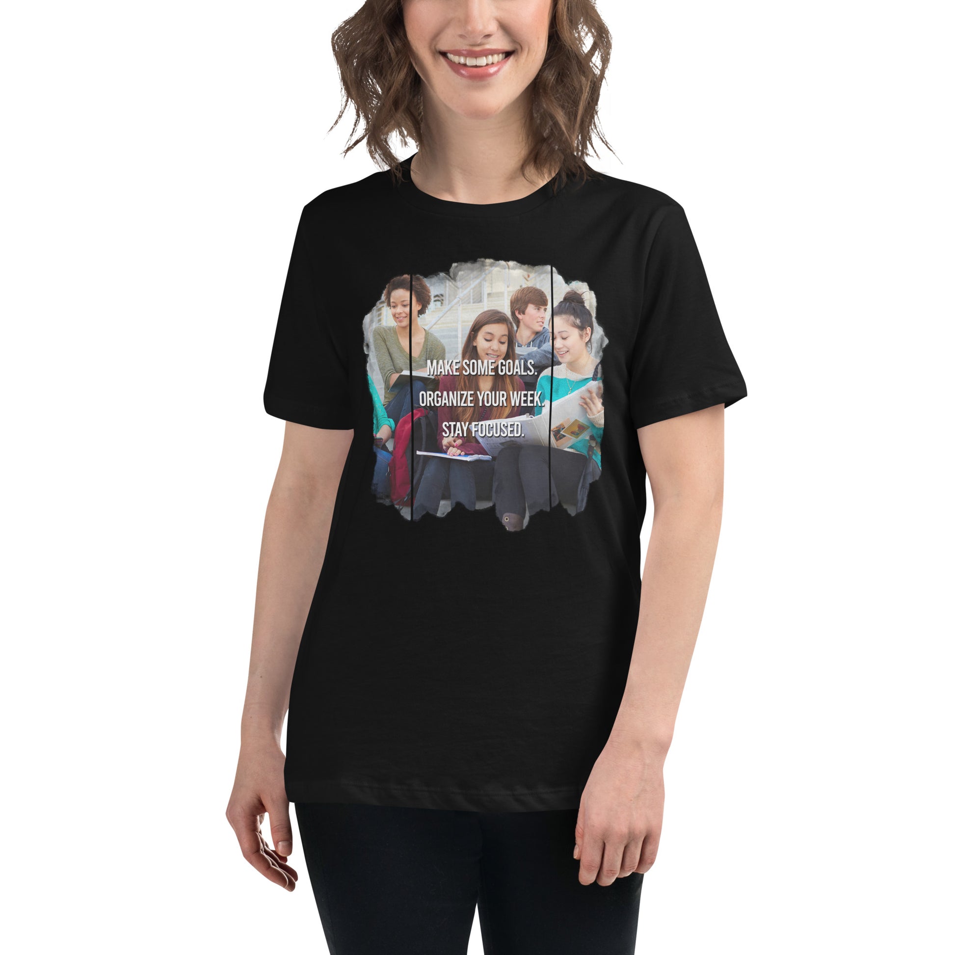 Make Some Goals Student Focus Black Motivational Women’s T-Shirt Lifestyle