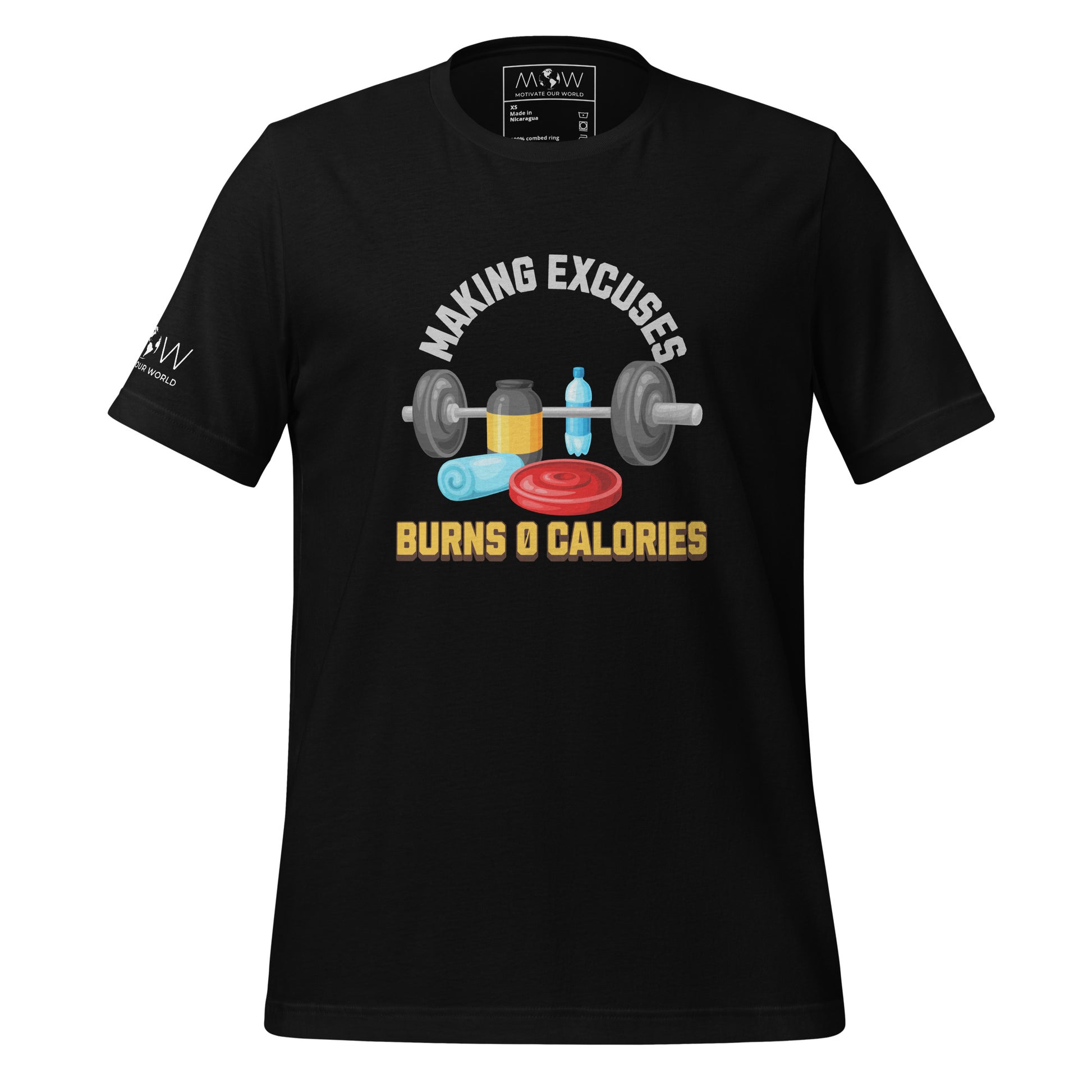 Making Excuses Burns 0 Calories Men's Motivational Black T-Shirt
