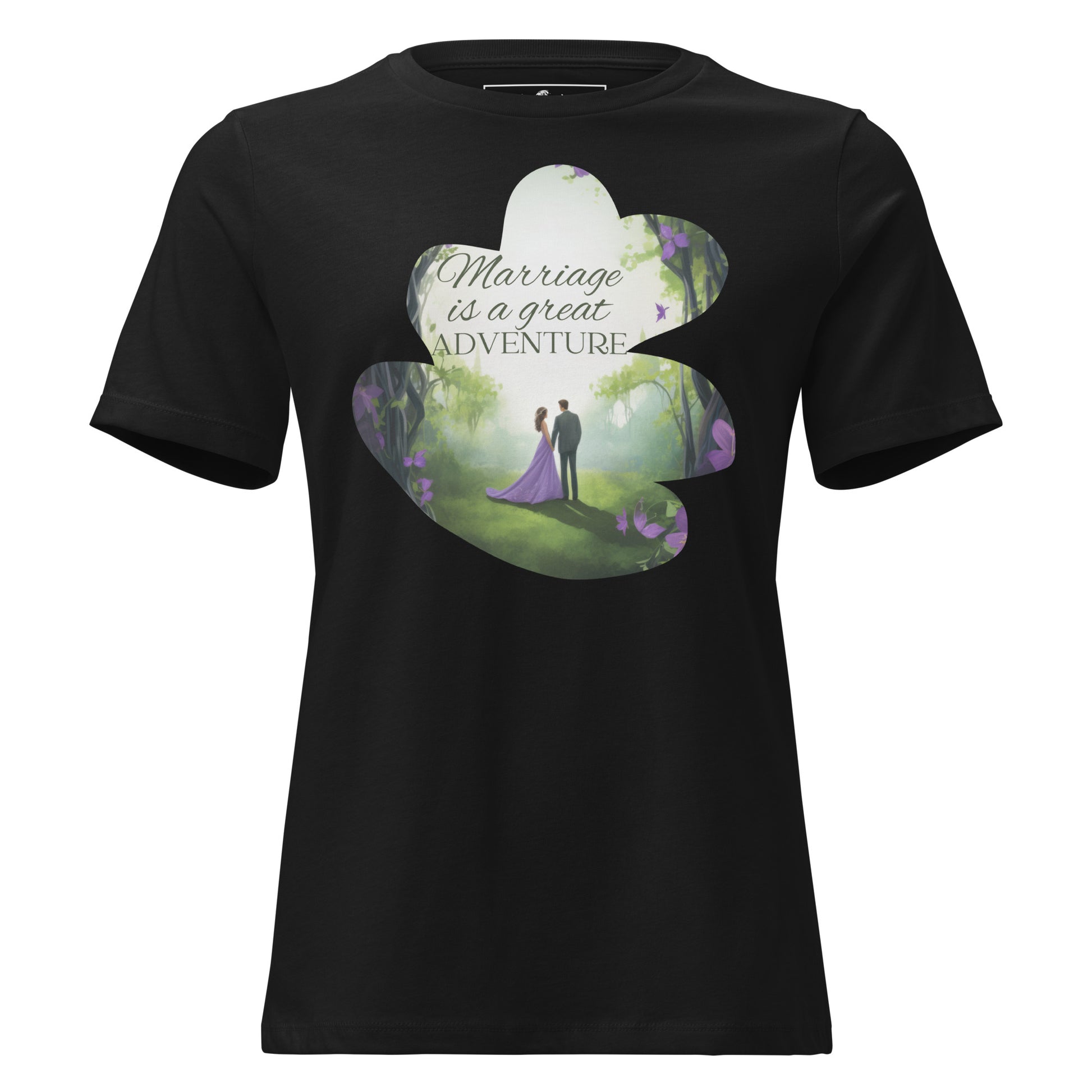 Marriage Is a Great Adventure – Enchanted Forest Edition Black Motivational Women’s T-Shirt