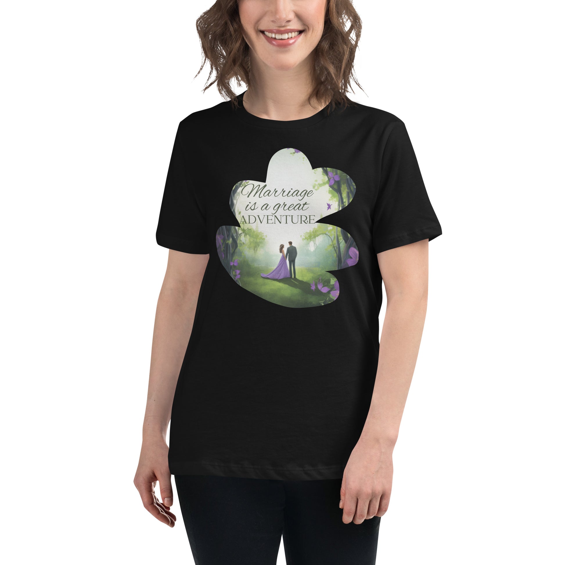 Marriage Is a Great Adventure – Enchanted Forest Edition Black Motivational Women’s T-Shirt Lifestyle