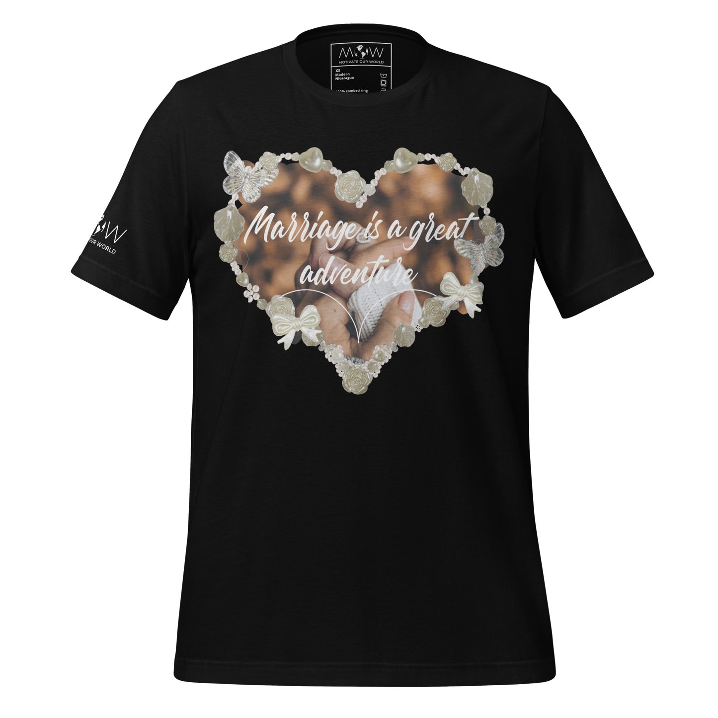 Marriage Is a Great Adventure – Keepsake Heart Edition Black Motivational Men's T-Shirt