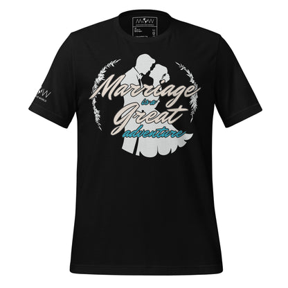 Marriage Is a Great Adventure – Retro Romance Edition Black Motivational Men's T-Shirt