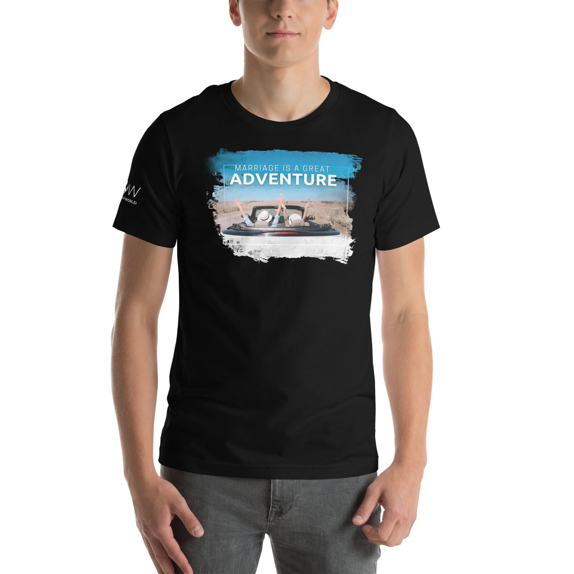 Marriage Is a Great Adventure – Road Trip Edition Black Motivational Men's T-Shirt