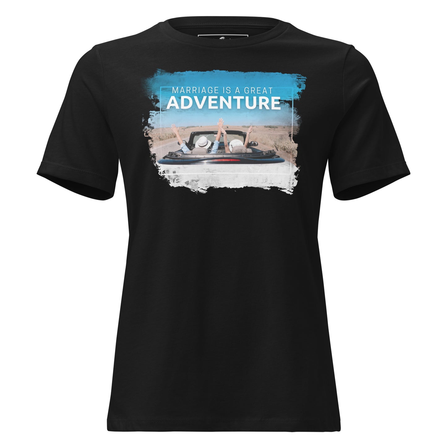 Marriage Is a Great Adventure – Road Trip Edition Black Motivational Women’s T-Shirt