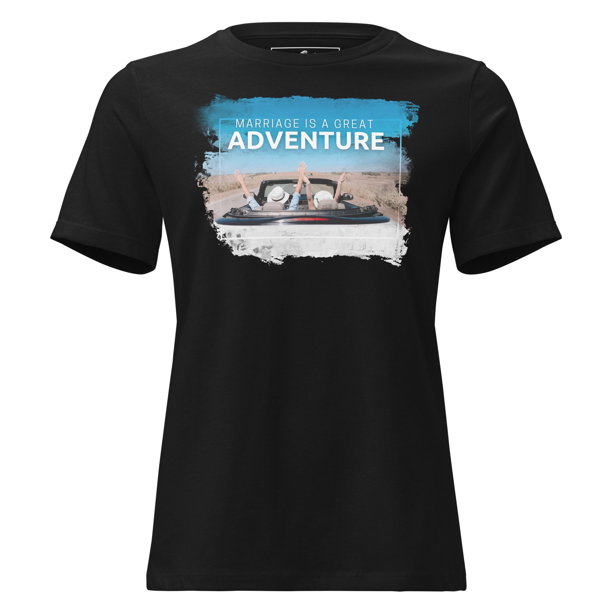 Marriage Is a Great Adventure – Road Trip Edition Black Motivational Women’s T-Shirt